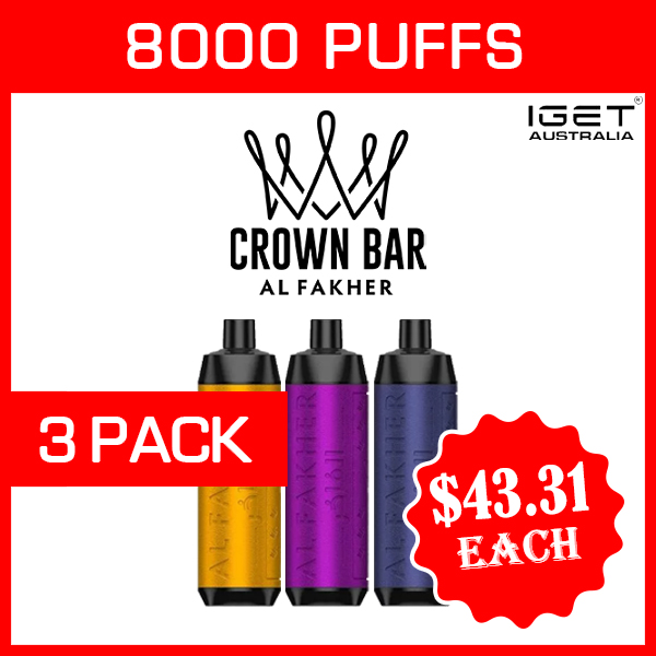 ALFAKHER CROWN BAR – 8000 PUFFS – 3 PACK