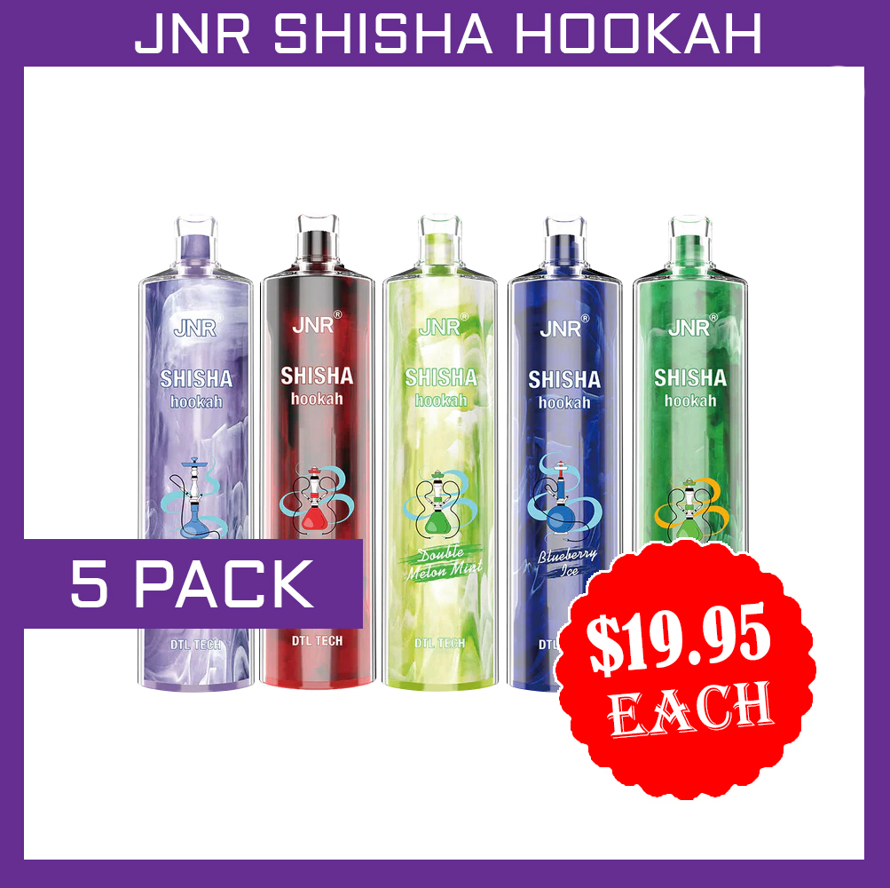 JNR SHISHA HOOKAH - 12000 PUFFS - 5 PACK