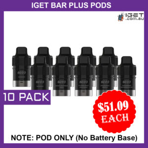 IGET BAR PLUS – POD ONLY – 10 PACK – 6000 PUFFS (No Battery Base)