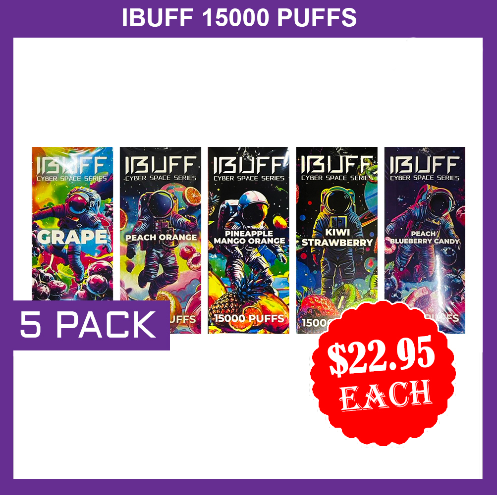 IBUFF SHISHA 15000 PUFFS - 5 PACK